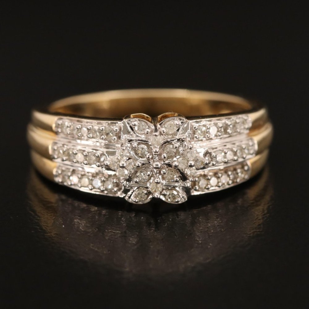 Vintage 10k 0.27ctw Diamond Cluster Ring